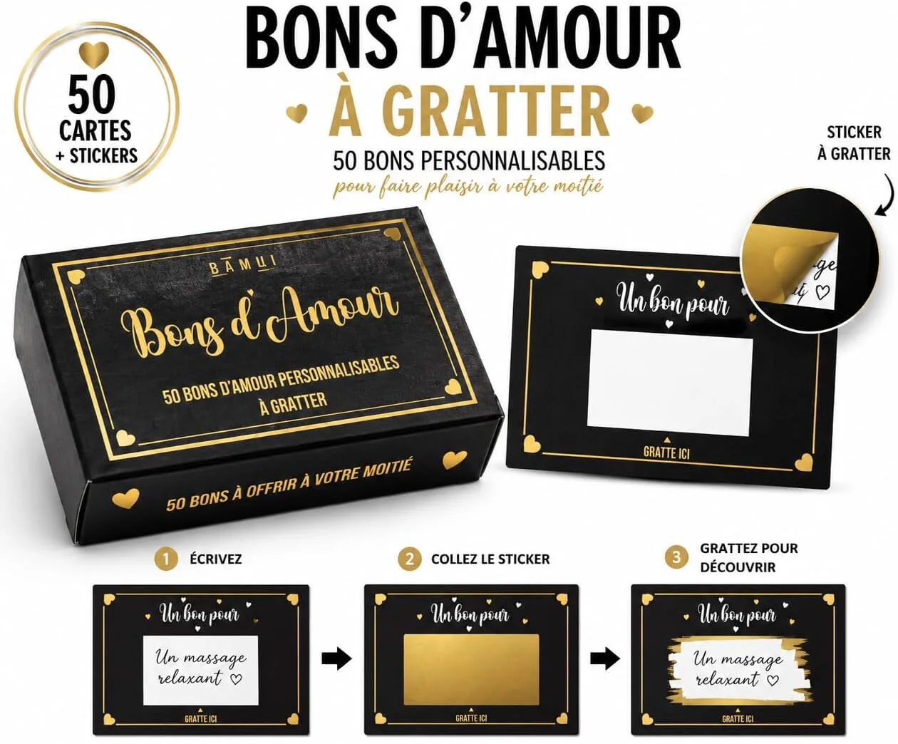 50 bons d'amour à gratter personnalisables