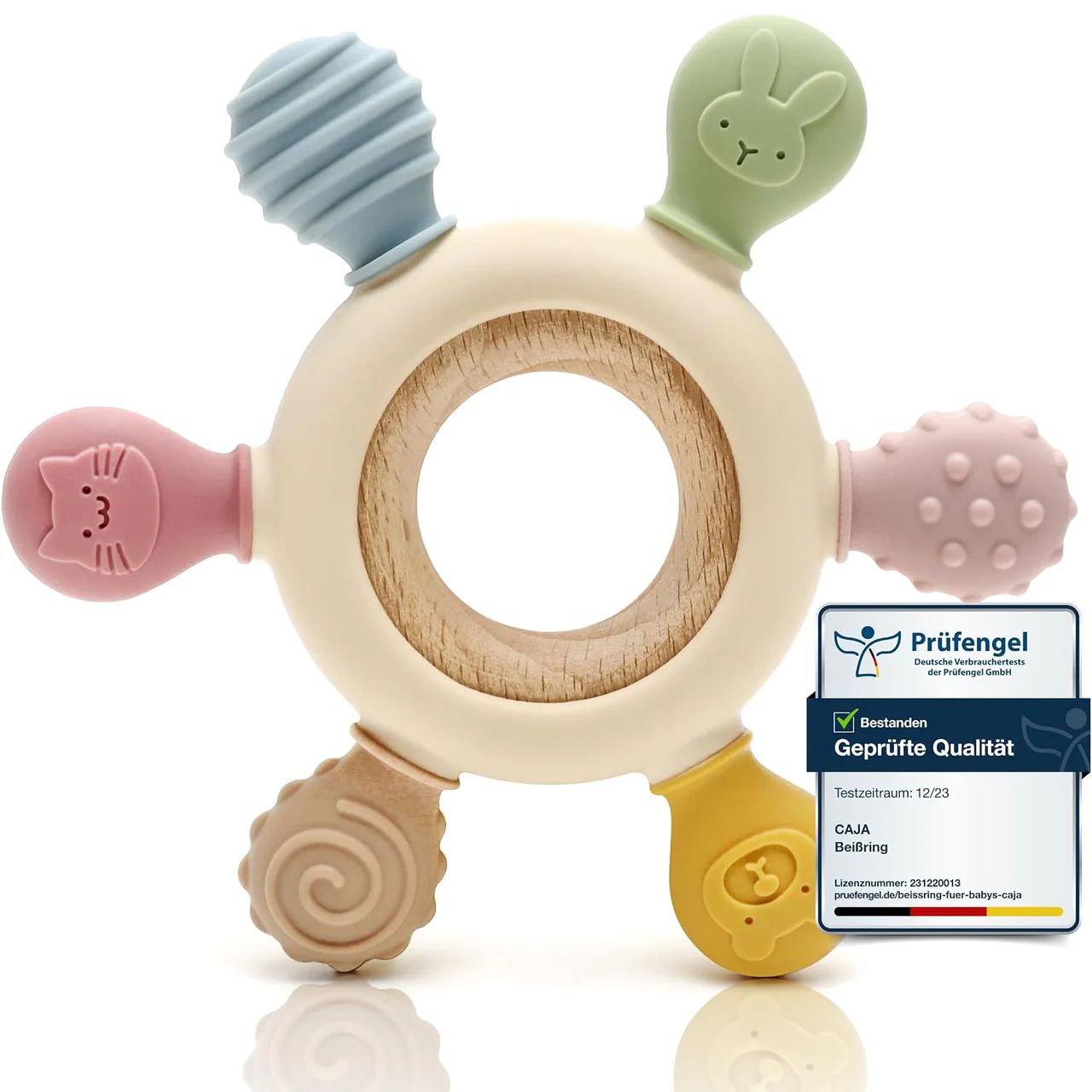 CAJA – Anneau de dentition bébé en silicone et bois