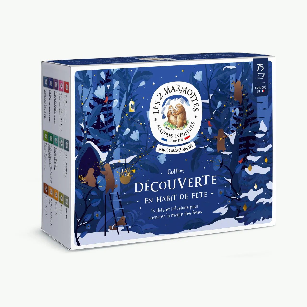 Coffret découverte Les 2 Marmottes, 75 sachets de tisanes et thés