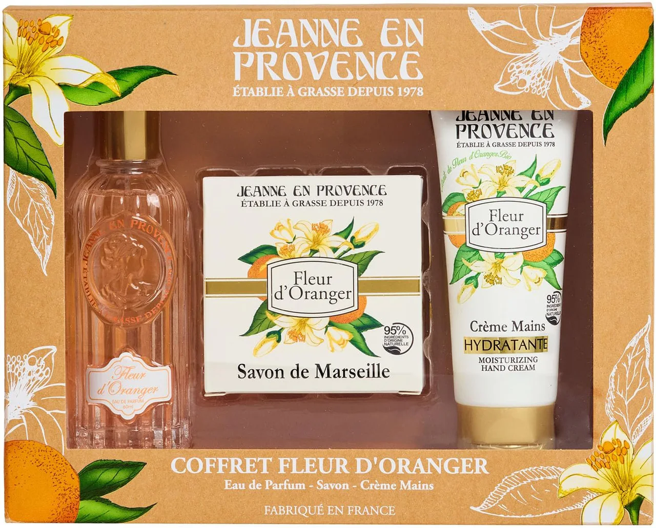 Coffret Jeanne en Provence Fleur d’Oranger : parfum, crème mains et savon