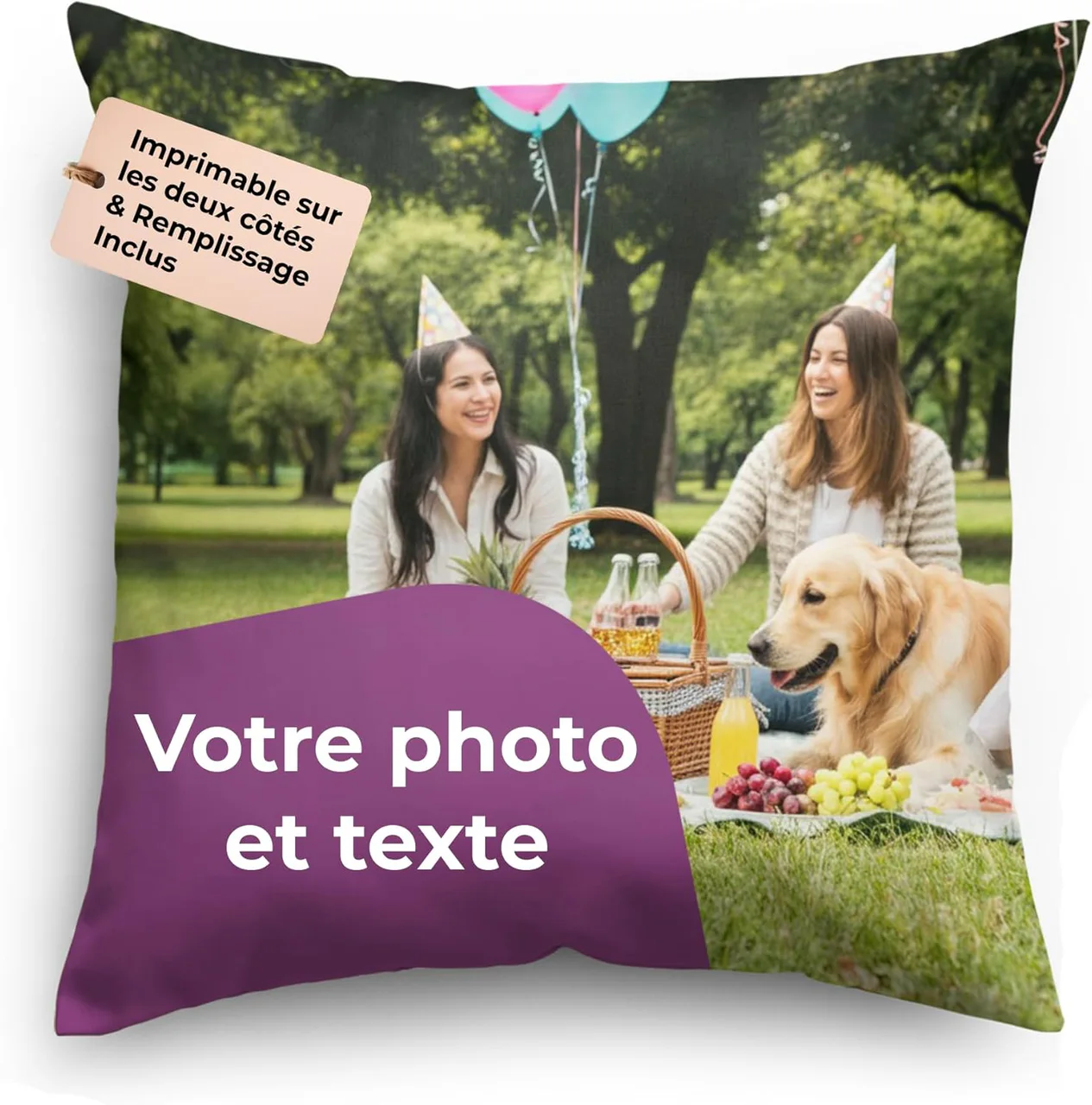 Coussin photo personnalisé 35 x 35 cm