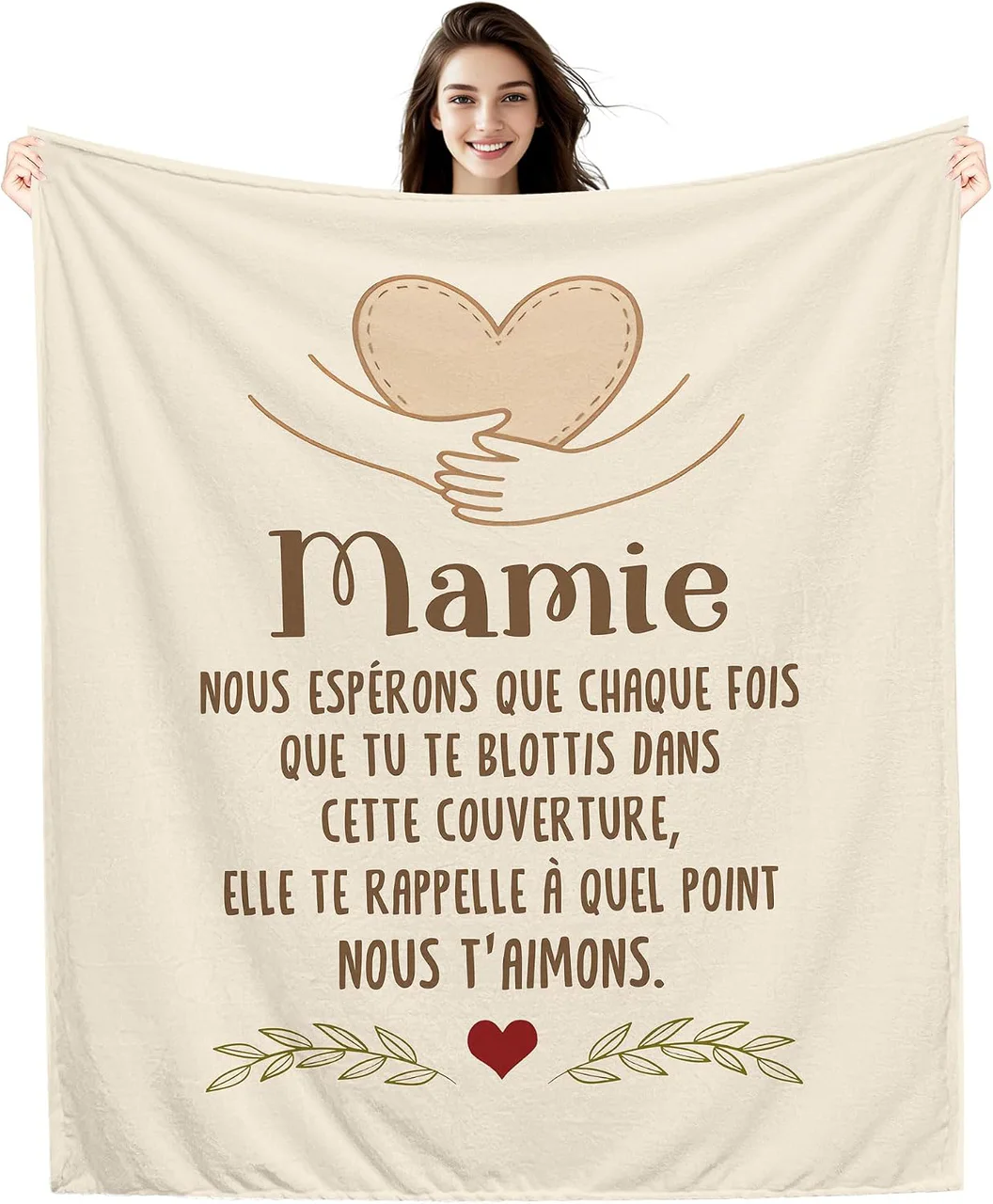 Couverture avec message d'amour pour Mamie
