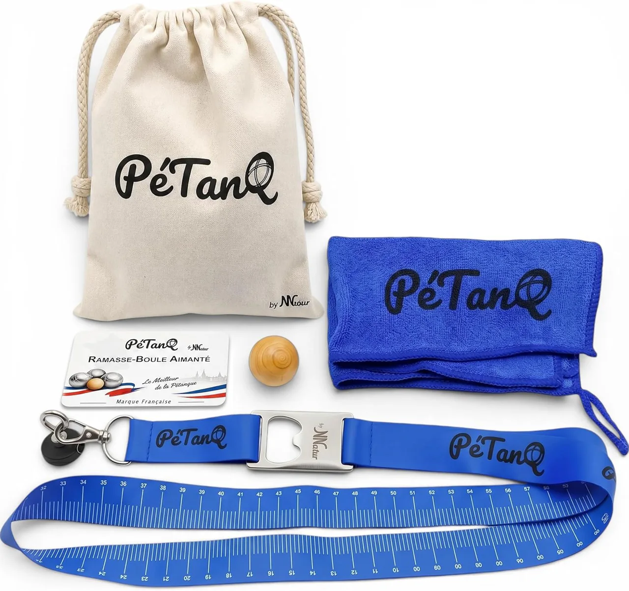 Kit ramasse-boules aimanté pour pétanque, avec mètre et décapsuleur