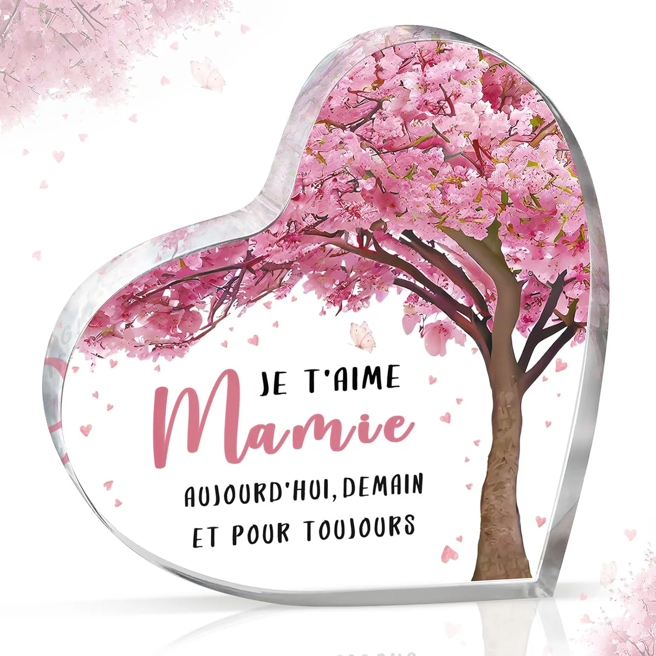 Plaque cœur en acrylique « À ma magnifique mamie »
