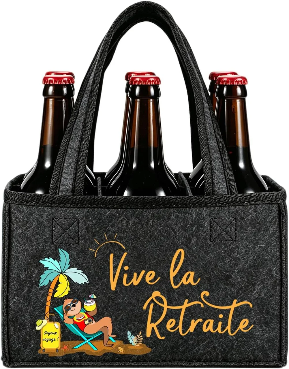 Porte-bouteilles en feutre « Vive la Retraite »