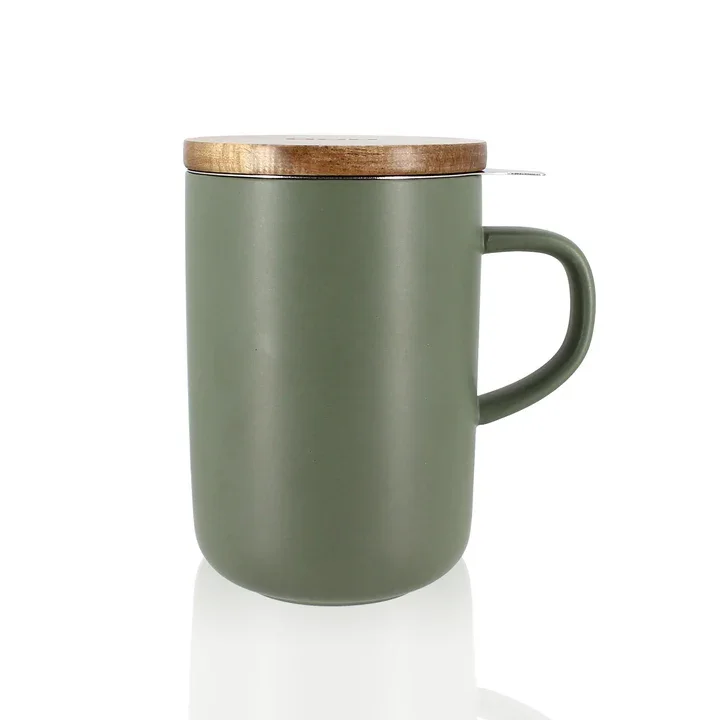 Tisanière OGO Living Juliet 475 ml en grès avec couvercle en acacia